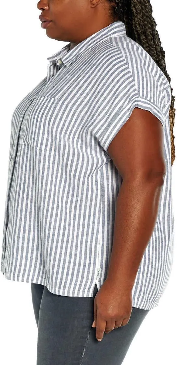 Orvis Tops for Women - Linen Blend Womens Short Sleeve Shirts - Button-Up with Collar - Dressy Casual