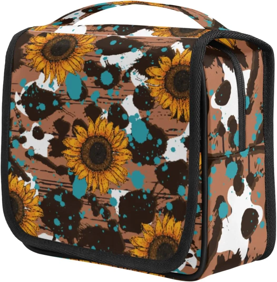 OSAM SPACE Sunflower Makeup Bag for Women, Hanging Toiletry Bag, Portable Cosmetic Bag, Travel Essentials Gift for Women