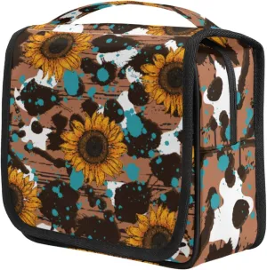 OSAM SPACE Sunflower Makeup Bag for Women, Hanging Toiletry Bag, Portable Cosmetic Bag, Travel Essentials Gift for Women