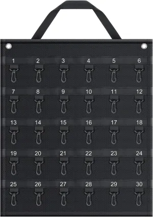 Oudain Rollable Key Case 30 Keys Roll up Key Case Organizer for Professionals Flexible Black 1680D Oxford Cloth for Car Dealership, Estate Sales, Hotel Executives, Car Rental, 21 x 17.5 in