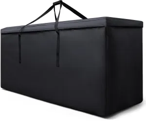 Outdoor Cushion Storage Bag Heavy Duty 600D Waterproof Patio Cushion Storage Bag Extra Large Cushion Sorage Bags for Patio Furniture with Zipper and Handle, 65 x 20 x 28 Inch, Black