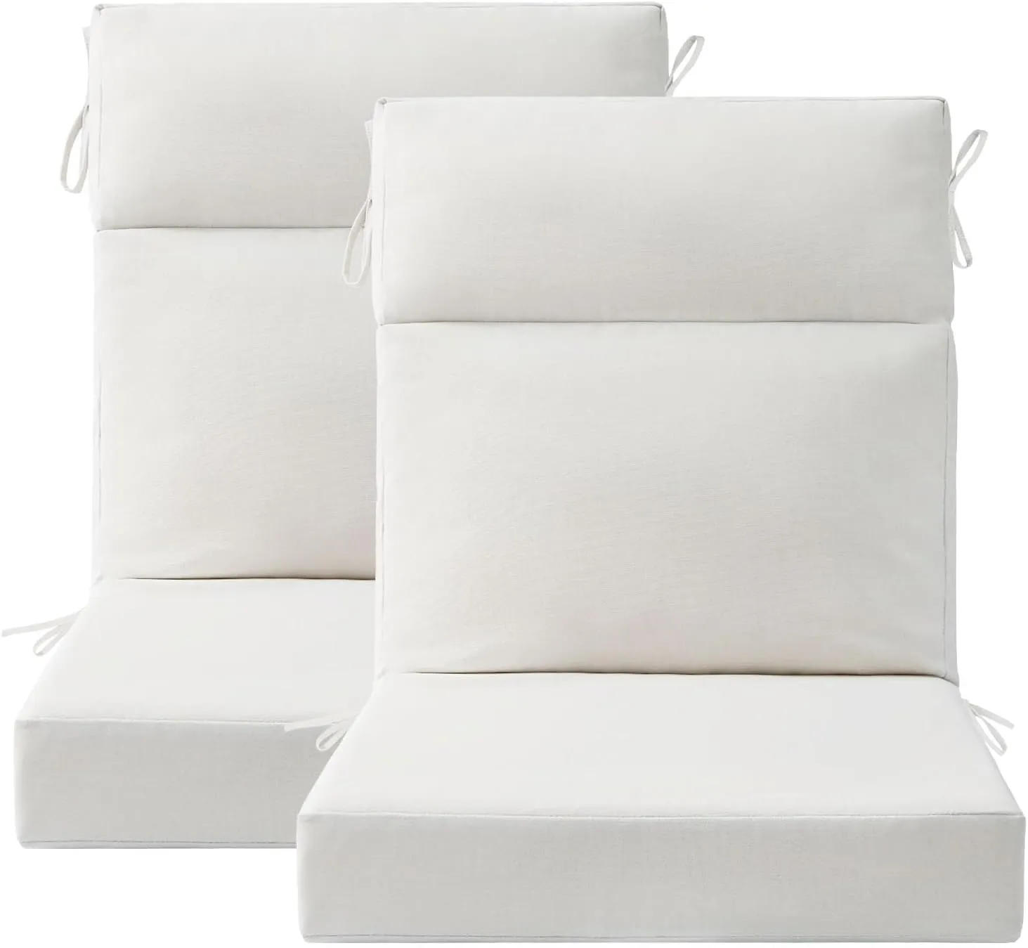 Outdoor High Back Chair Cushion Seat Pads, 2-Pack 44 x 21 Inch Water-Repellent & Fade-Resistant Patio Furniture Cushions with Ties for Adirondack, Rocking Chairs, Linen
