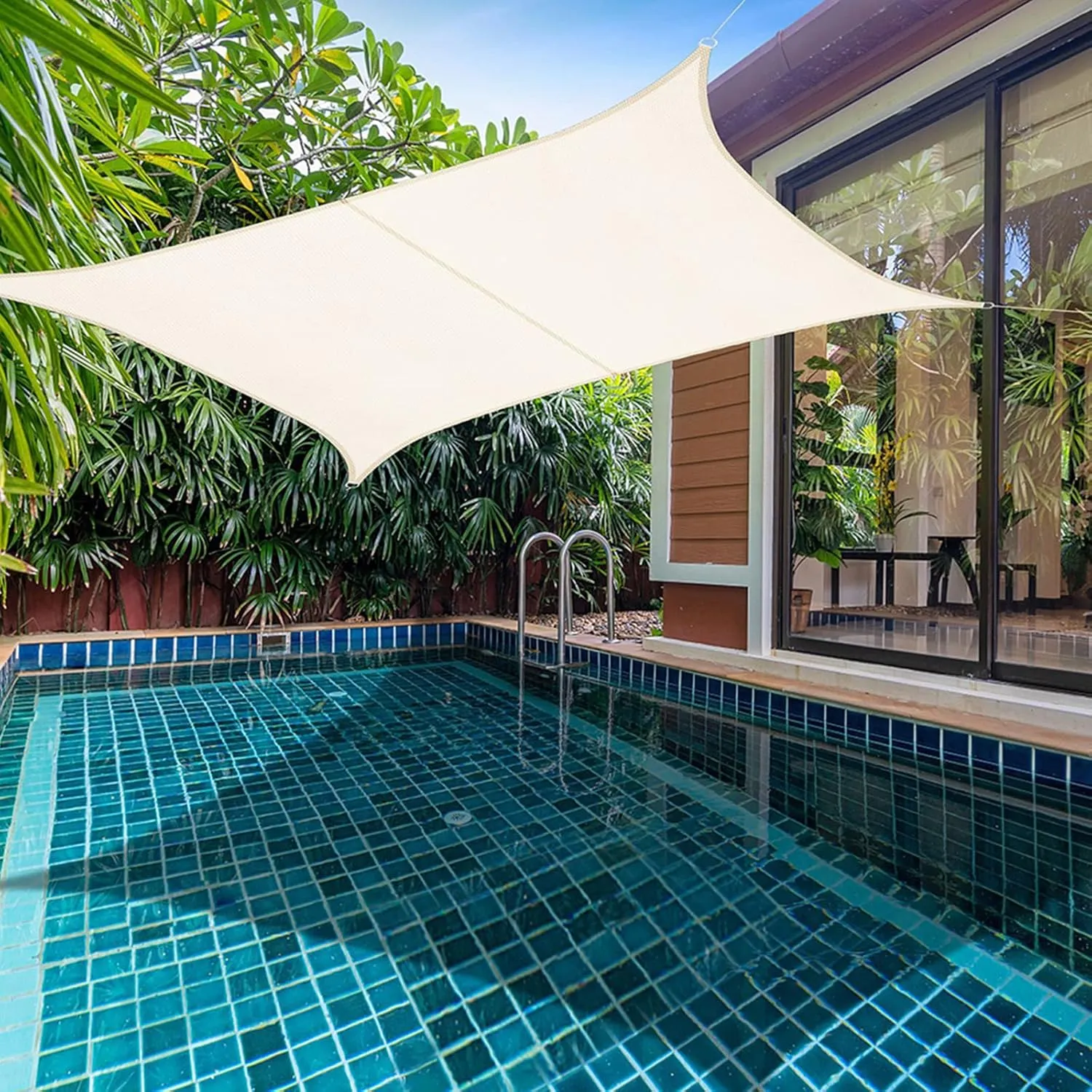 Outdoor Rectangle Shade Canopy, Heavy Duty Breathable Shade Cloth, Waterproof Sun Shade Sail Triangle for Patio Backyard Lawn Outdoor Activities (P 3.6x3.6x3.6m/12x12x12ft)