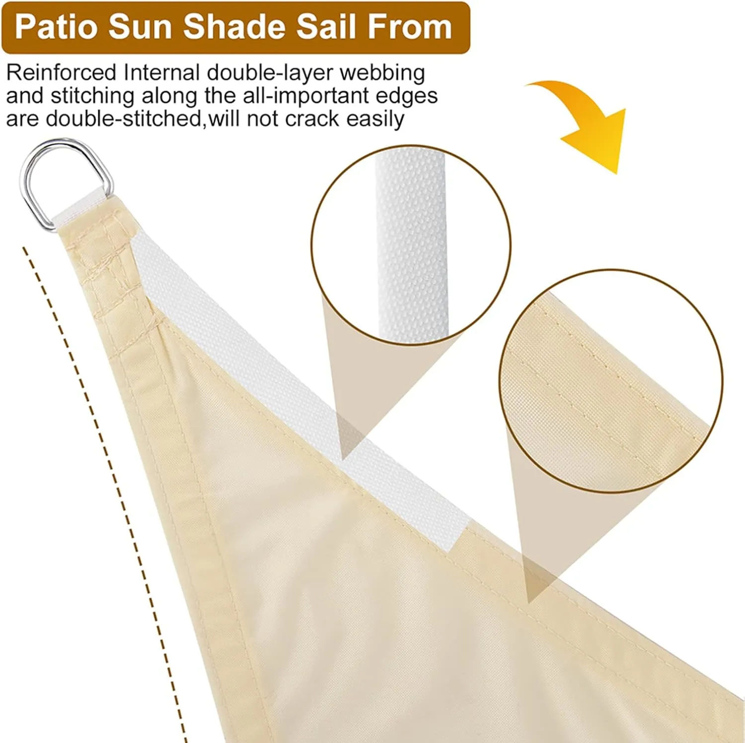 Outdoor Rectangle Shade Canopy, Heavy Duty Breathable Shade Cloth, Waterproof Sun Shade Sail Triangle for Patio Backyard Lawn Outdoor Activities (P 3.6x3.6x3.6m/12x12x12ft)