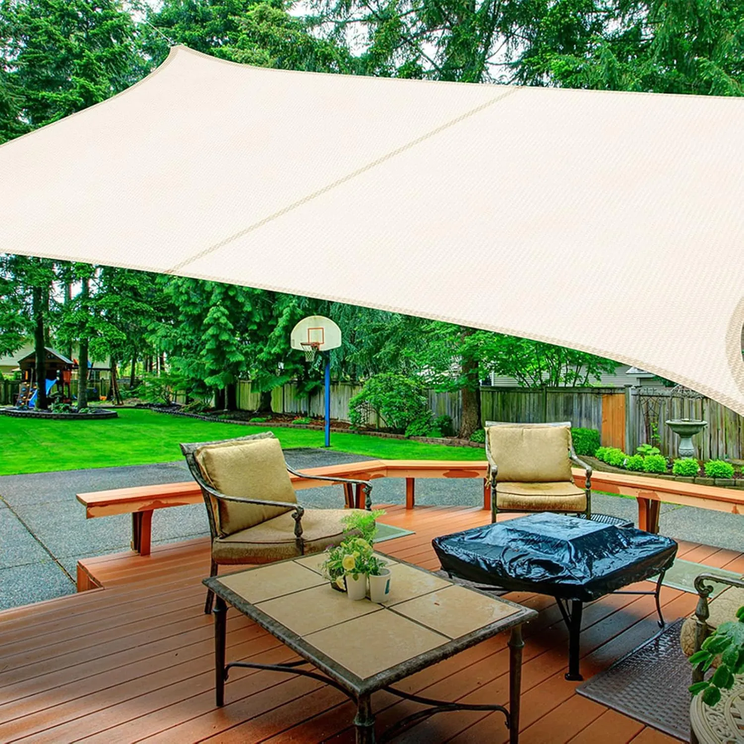 Outdoor Rectangle Shade Canopy, Heavy Duty Breathable Shade Cloth, Waterproof Sun Shade Sail Triangle for Patio Backyard Lawn Outdoor Activities (P 3.6x3.6x3.6m/12x12x12ft)