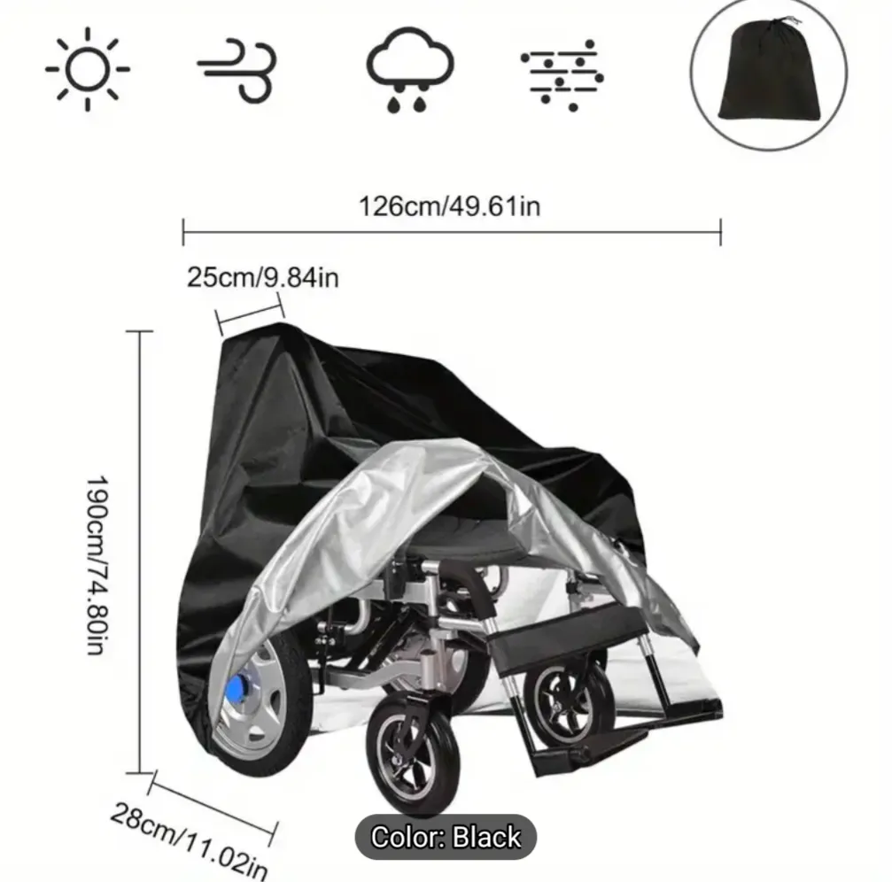 Oxford Heavy Duty Waterproof Wheelchair Cover - Black