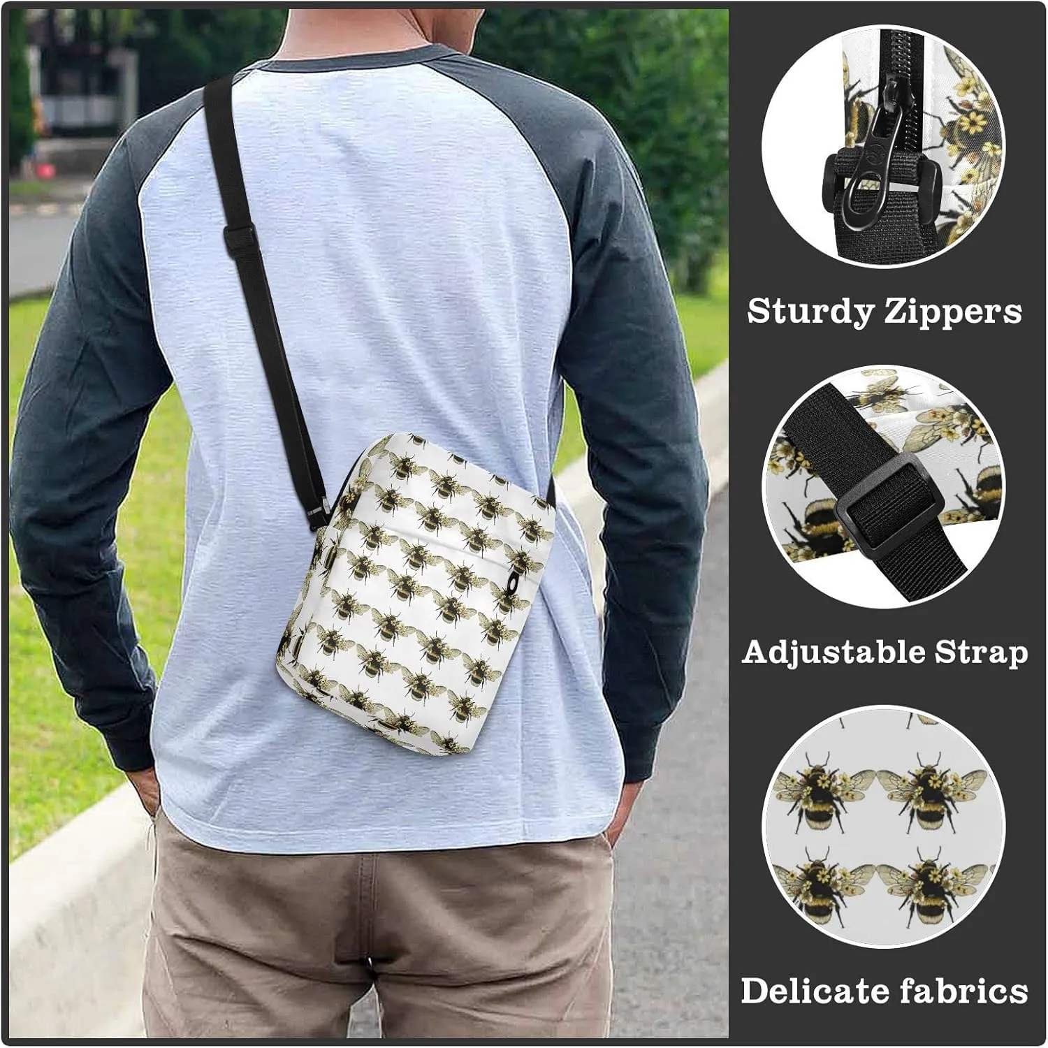 Oyihfvs Messenger Bag, Men's Crossbody Bag, Women's Crossbody Bag with Adjustable Strap