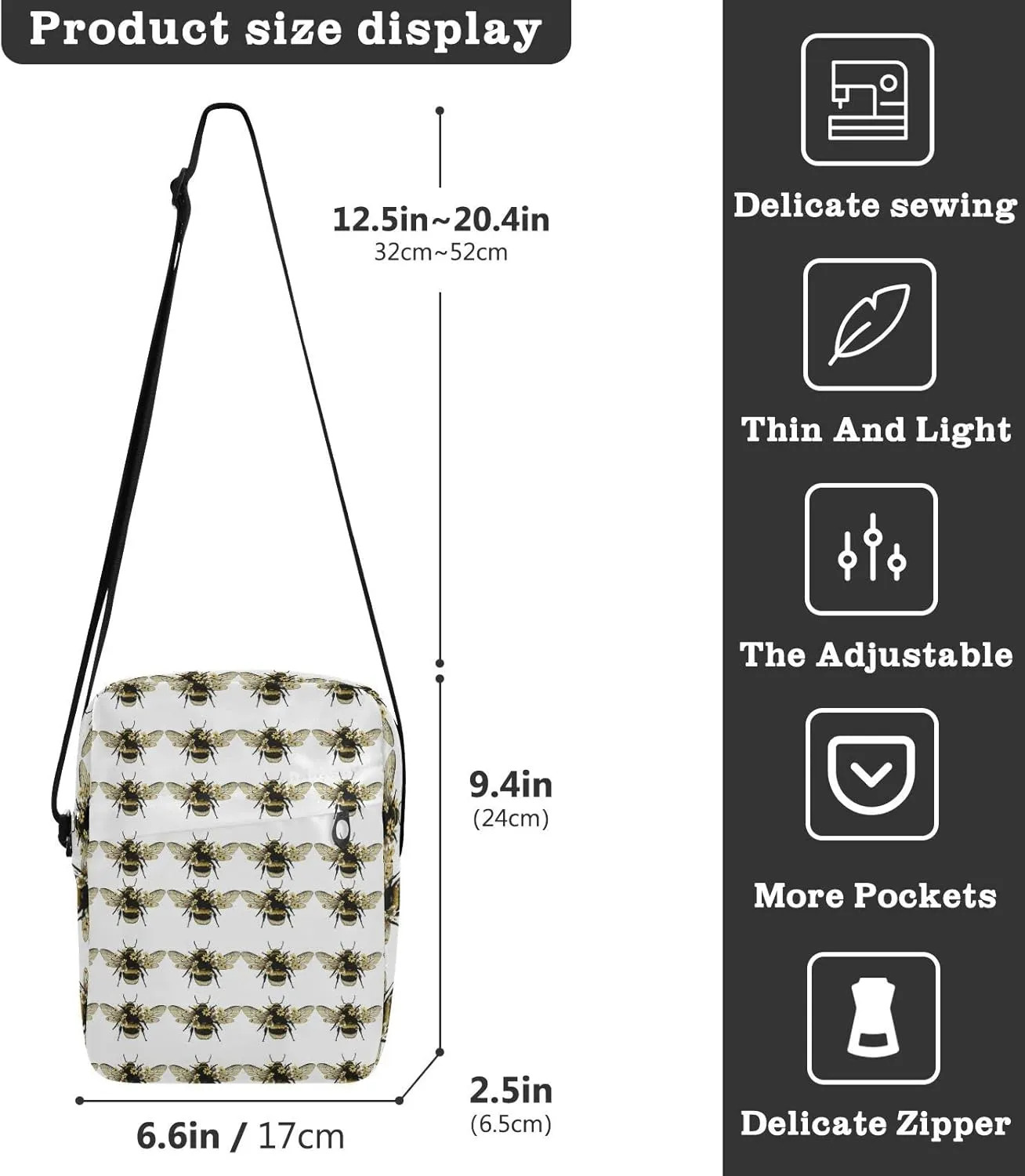 Oyihfvs Messenger Bag, Men's Crossbody Bag, Women's Crossbody Bag with Adjustable Strap
