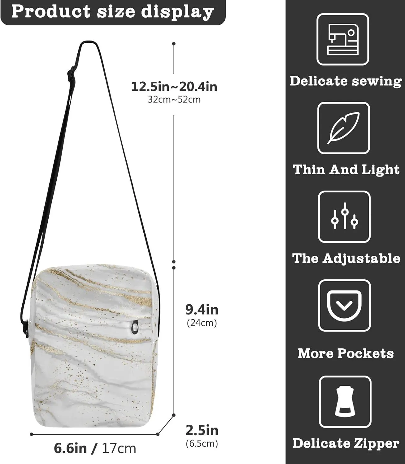 Oyihfvs Messenger Bag, Men's Crossbody Bag, Women's Crossbody Bag with Adjustable Strap