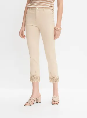 Pearl Embellished Denim Capris