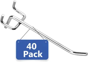 Pegboard Hooks, 4 Inch Heavy Duty Peg Board Hooks for Hanging, 40 Packs Peg Board Organizer Accessories for 1" Spaced Pegboards, Utility Hooks for Wall Organizing