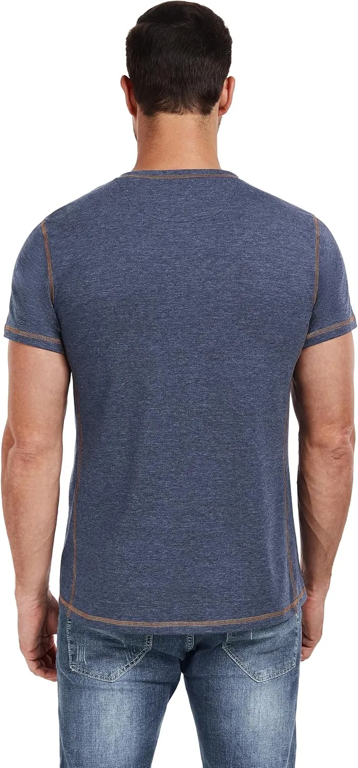 PEGENO Mens Cotton Henley Shirts Short Sleeve Casual T-Shirts Summer Button T Shirts