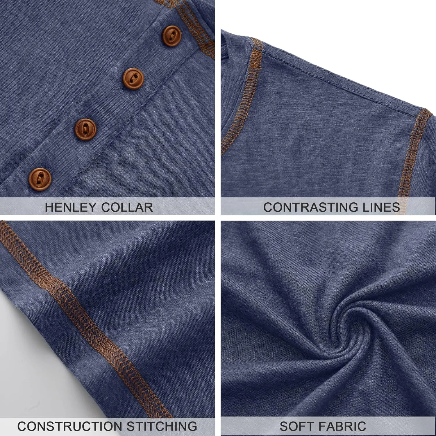 PEGENO Mens Cotton Henley Shirts Short Sleeve Casual T-Shirts Summer Button T Shirts