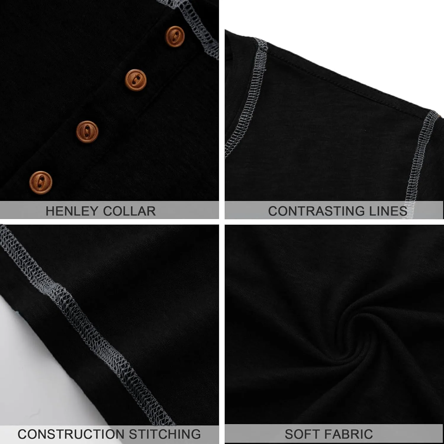PEGENO Mens Cotton Henley Shirts Short Sleeve Casual T-Shirts Summer Button T Shirts