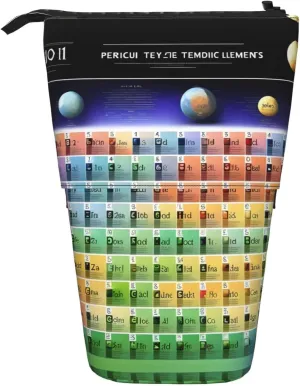 Periodic Table Of Elements Print Telescopic Pencil Pouch Bag Pop Up Pencil Case Stand Up Pen Holder Cute Pen Bag For Adult