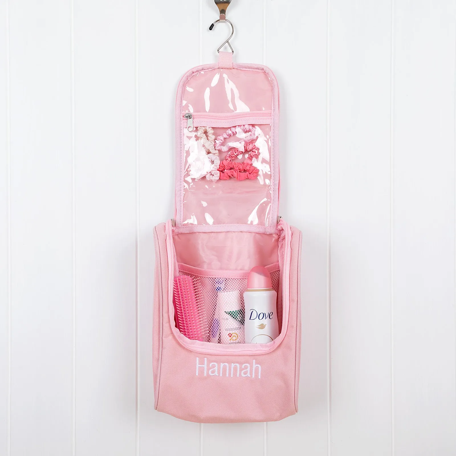 Personalised Hanging Toiletry Bag Pink