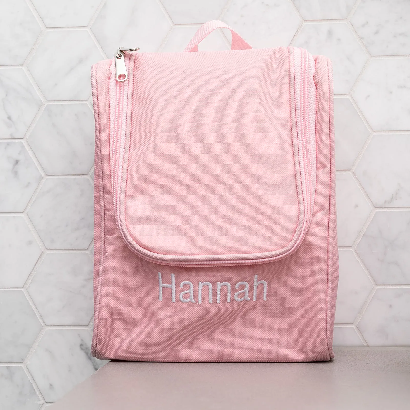 Personalised Hanging Toiletry Bag Pink