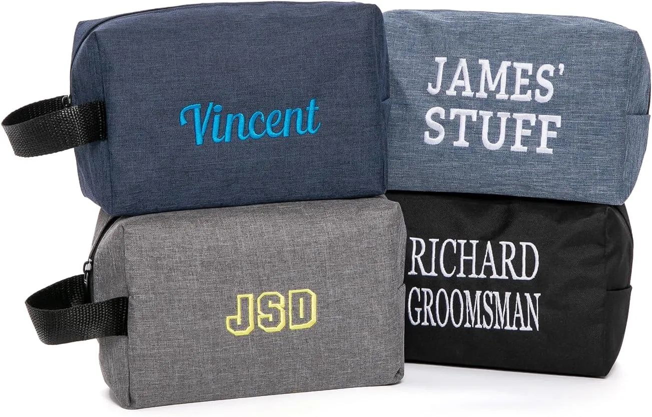 Personalized Gifts for Men, Customized Toiletry Bag, Custom Name Travel Toiletry Bag for Dad, Husband, Canvas Handcrafted Travel Bag, Father's Day, Groomsman