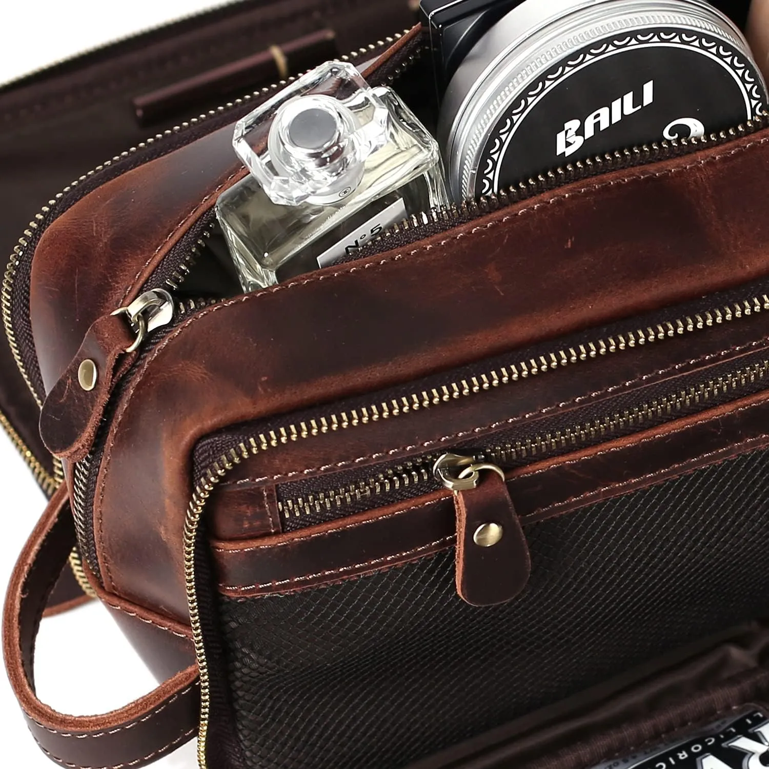 Personalized Leather Toiletry Bag for Men, 1/3/6pcs Wedding Gift Travel Shaving Dopp Kit - Cosmetic Bags Toiletries Bathroom Organizer - Groomsmen Gift(C1pc)
