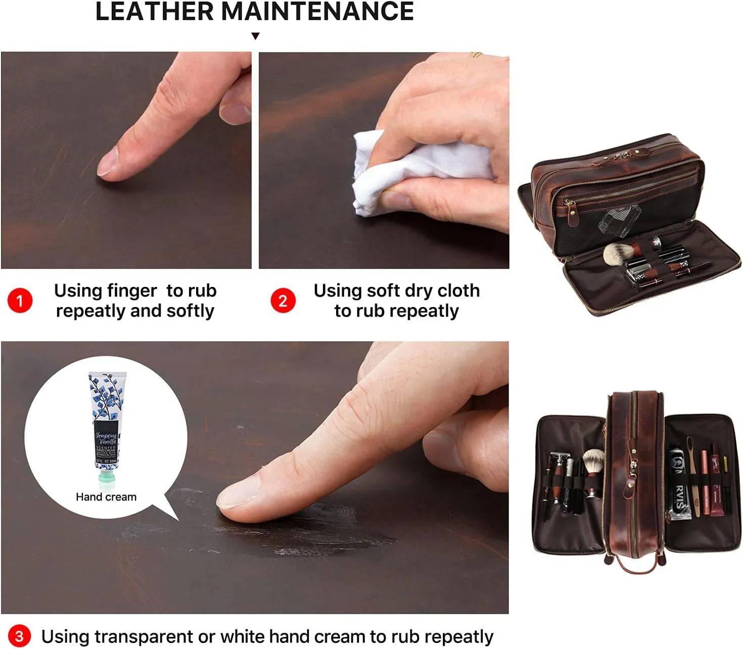 Personalized Leather Toiletry Bag for Men, 1/3/6pcs Wedding Gift Travel Shaving Dopp Kit - Cosmetic Bags Toiletries Bathroom Organizer - Groomsmen Gift(C1pc)