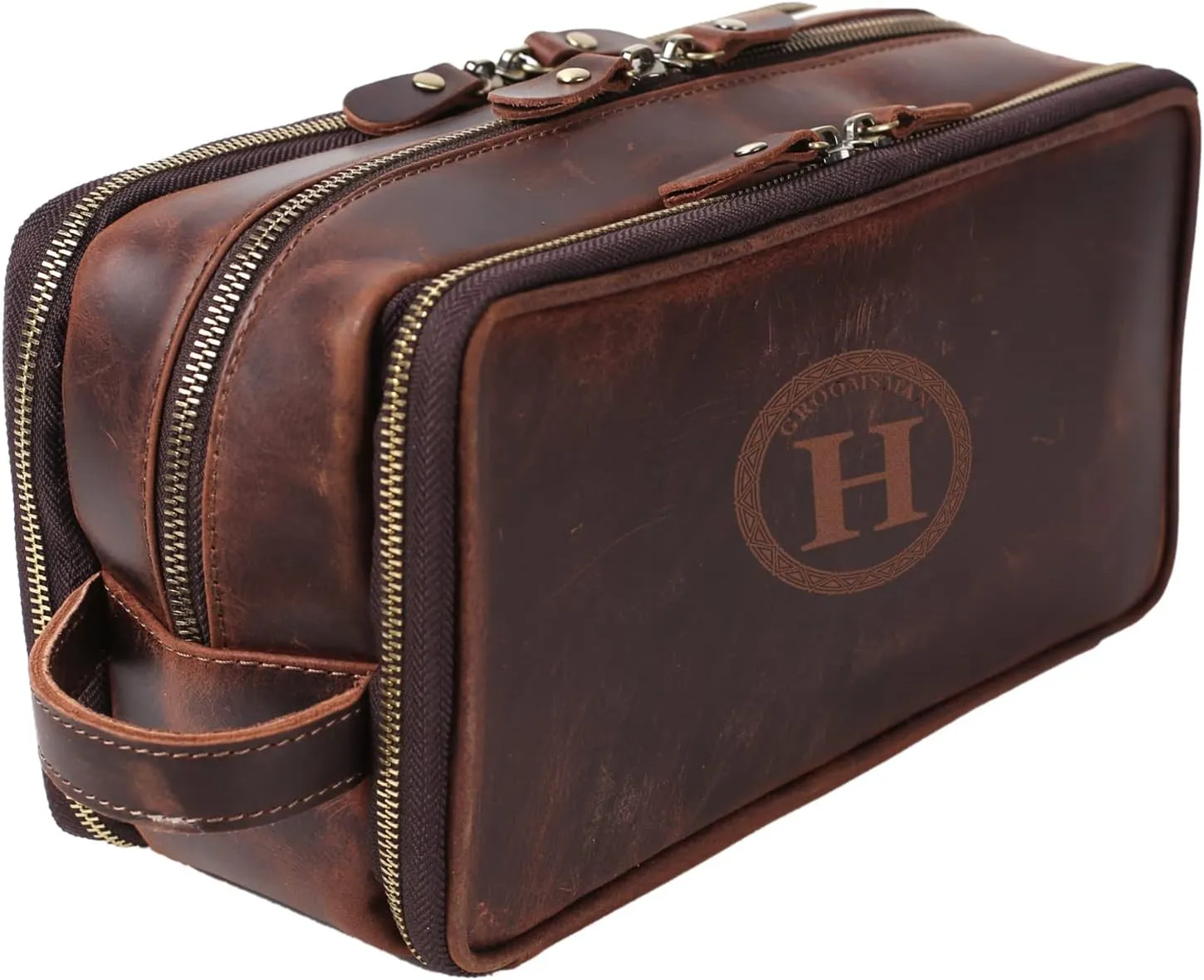 Personalized Leather Toiletry Bag for Men, 1/3/6pcs Wedding Gift Travel Shaving Dopp Kit - Cosmetic Bags Toiletries Bathroom Organizer - Groomsmen Gift(C1pc)