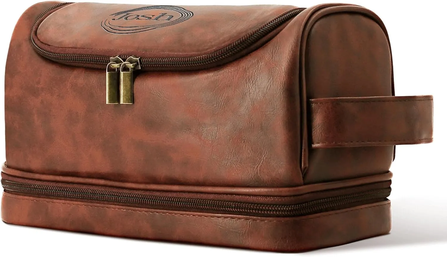 Personalized Leather Toiletry Bag For Men Custom Mens Handcrafted Travel Bag For Husband Boyfriend Dad Birthday Anniversary Wedding Groomsmen Gifts