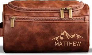 Personalized Leather Toiletry Bag - Vintage Monogram, Gift For Grandfather, Father's Day Gifts for Men, Dad, Leather Men's Toiletry Bag for Traveling (LTB425AF2AN)