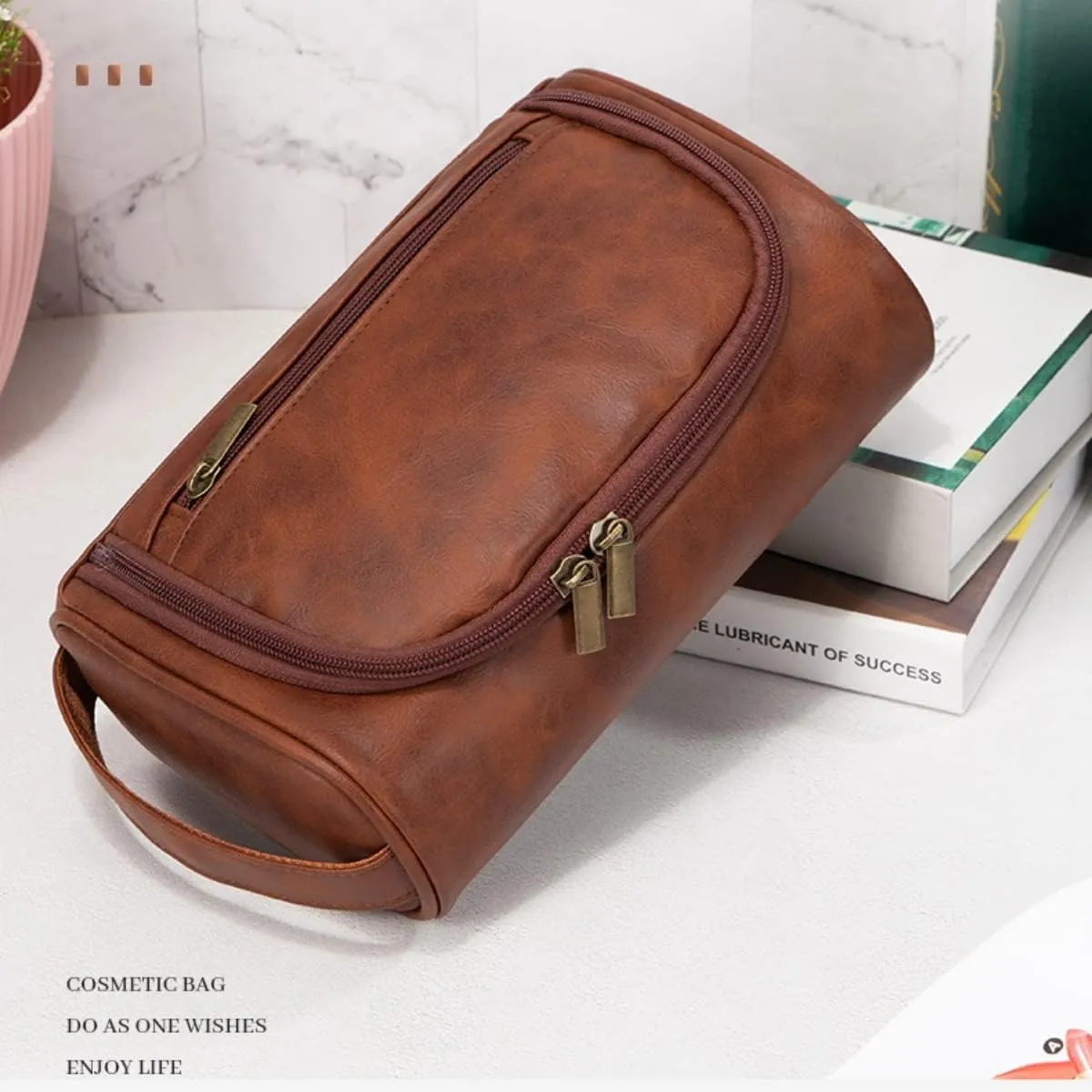 Personalized Small Toiletry Bag for Men,Premium Quality Durable and Stylish Travel Organizer for Travel, Grooming and Personal Care,Waterproof Leather Dopp Kit Gift for Father's Day