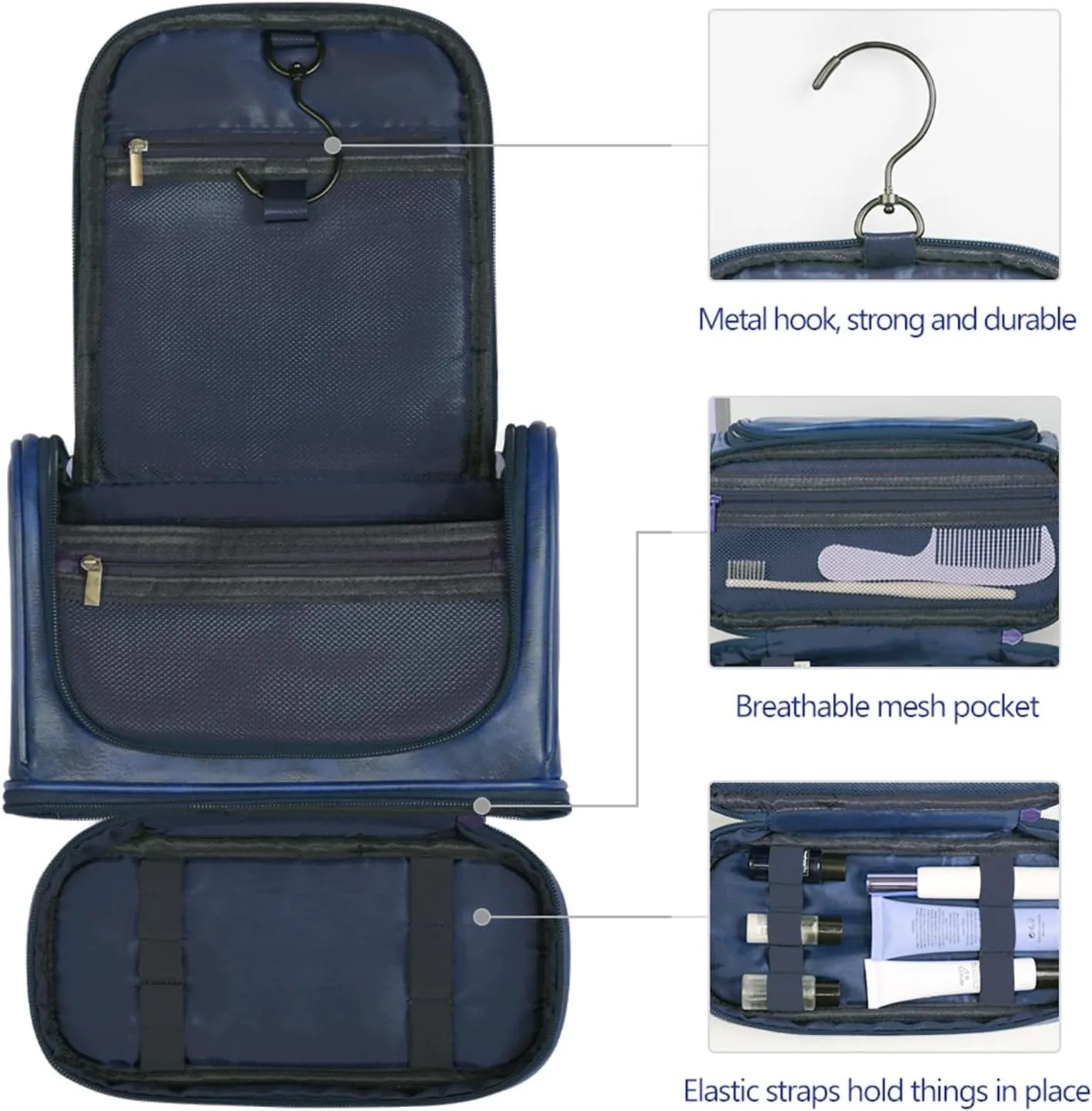 Personalized Toiletry Bag Leather Shaving Dopp Kit Bag for Men Hanging Makeup Bag Hanging Cosmetic Organizer Kit