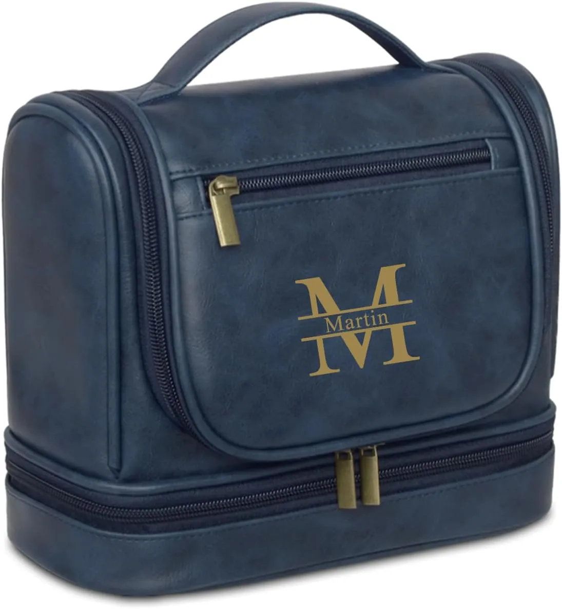 Personalized Toiletry Bag Leather Shaving Dopp Kit Bag for Men Hanging Makeup Bag Hanging Cosmetic Organizer Kit