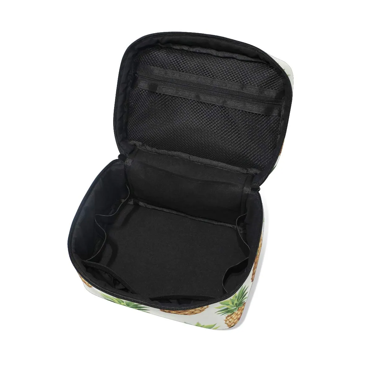 Pineapple Pattern Makeup Bag Portable Travel Cosmetic Bag Organizer Multifunction Case with Double Zipper Toiletry Bag for Woman (9"x6.2"x6.5")