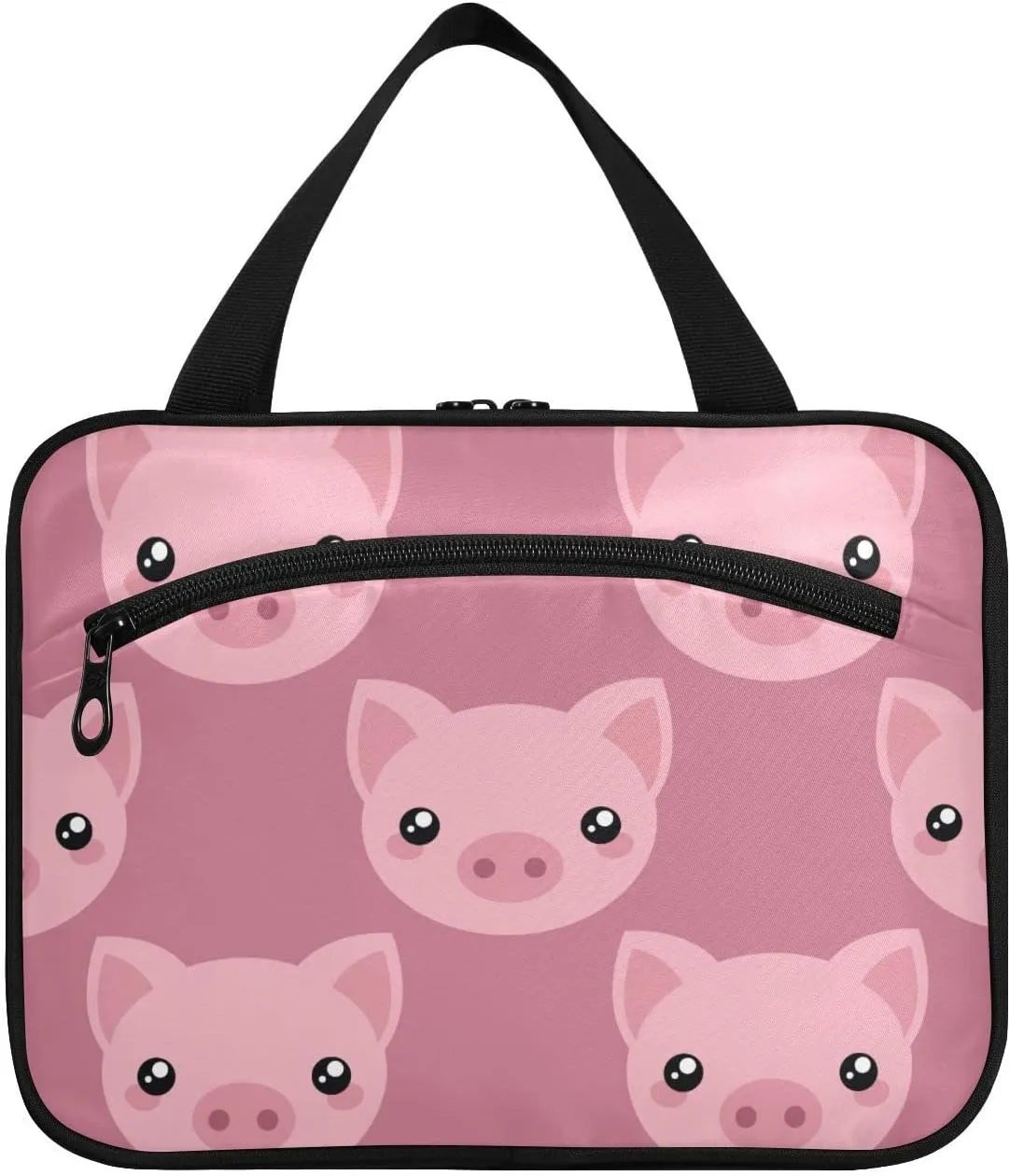 Pink Cute Pig Piggy Toiletry Bag for Women Travel Makeup Bag Organizer with Hanging Hook Cosmetic Bags Hanging Toiletry Bag for Women Men Travel Bag for Toiletries Full Sized Container Brushes