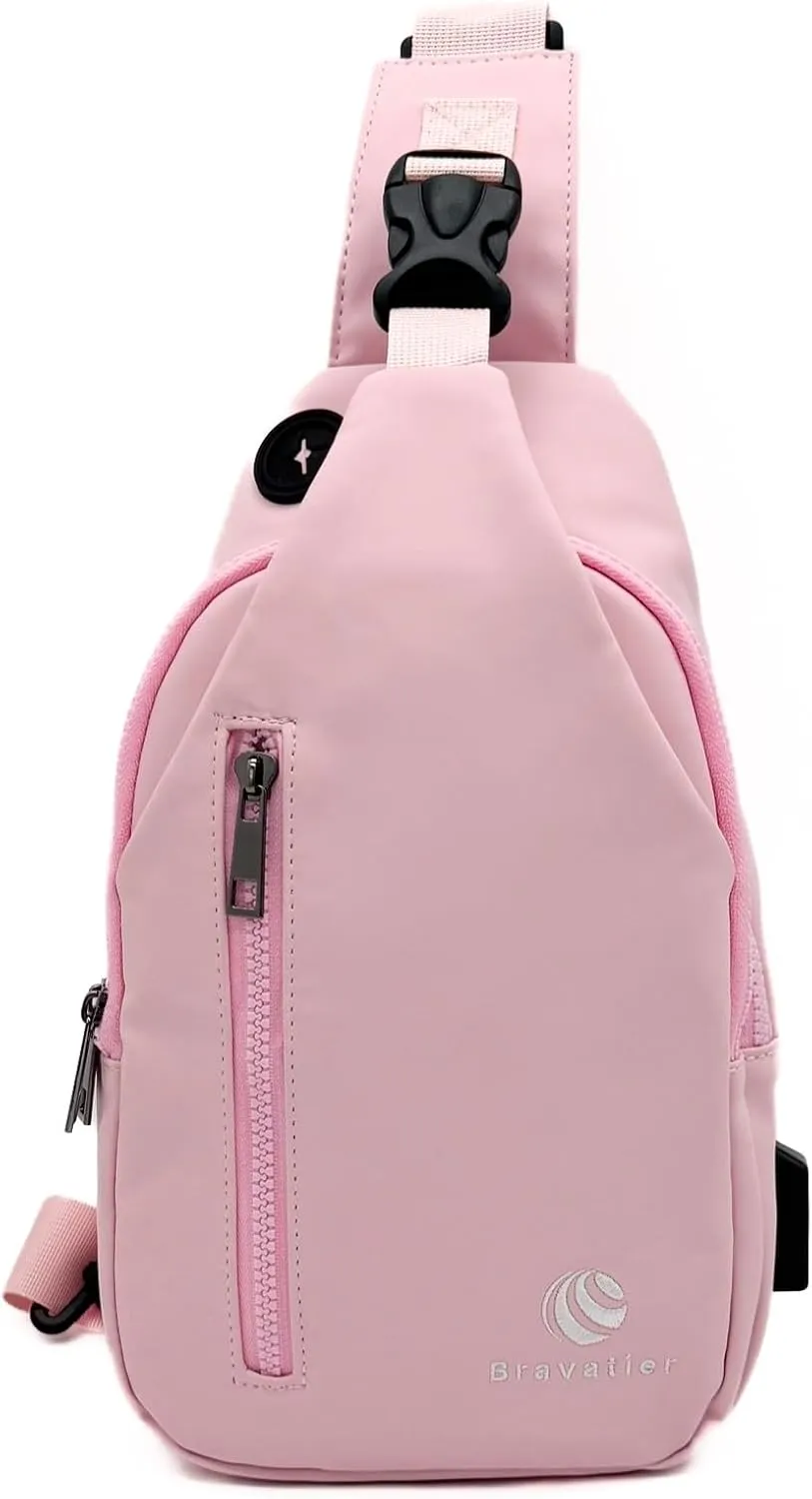 Pink Pulse Crossbody Sling Bag, Waterproof Crossbody Shoulder Sling Backpack, Gym, Travel, Hiking, and Cycling