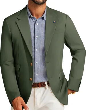 PJ PAUL JONES Men's Sport Coats and Blazers Linen Cotton Blazer Regular Fit 2 Buttons Suit Jacket with Removable Brooch
