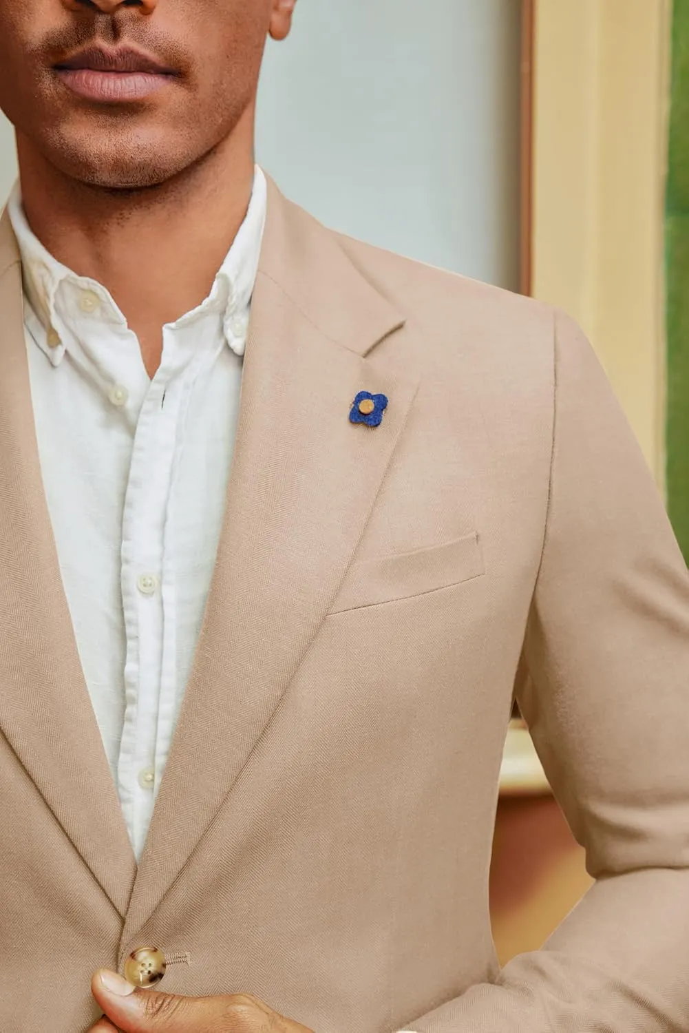 PJ PAUL JONES Men's Sport Coats and Blazers Linen Cotton Blazer Regular Fit 2 Buttons Suit Jacket with Removable Brooch