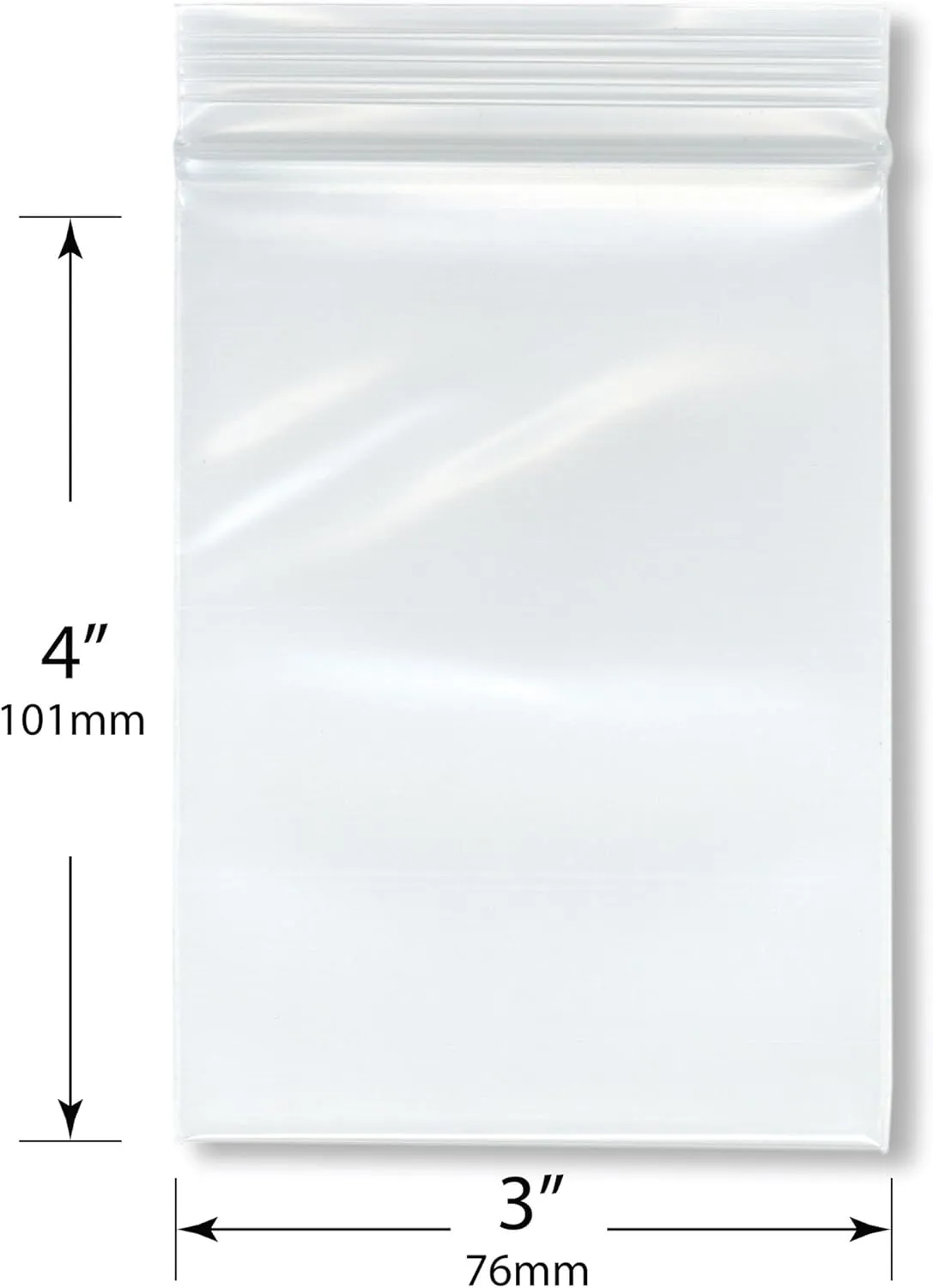Plymor 3" x 4" (Pack of 500), 6 Mil Industrial Duty Zipper Reclosable Plastic Bags