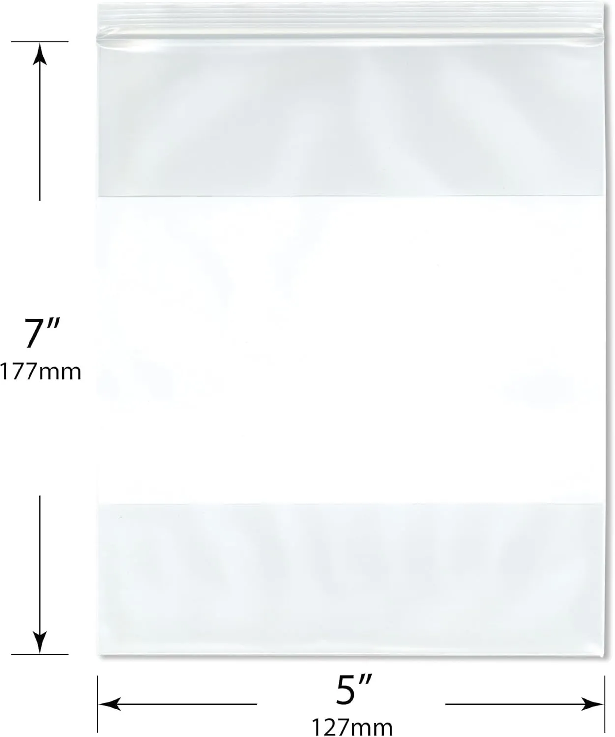 Plymor 5" x 7" (Pack of 100), 6 Mil Industrial Duty White-Block Zipper Reclosable Plastic Bags