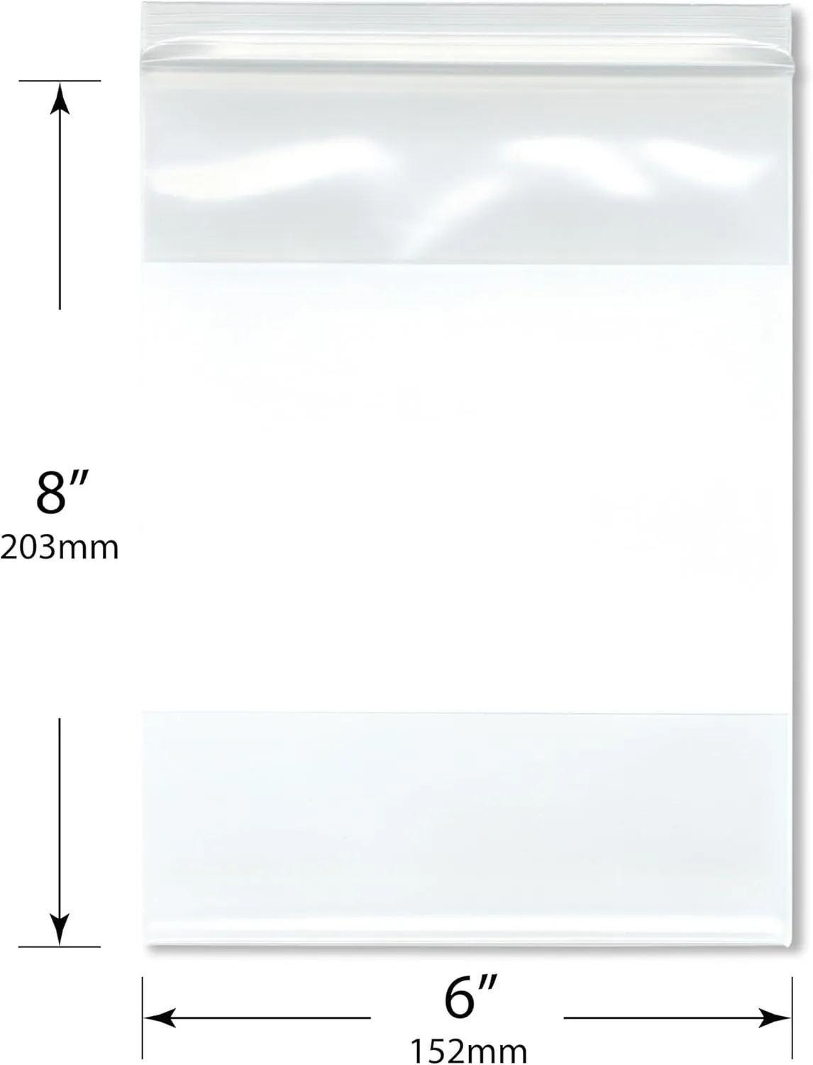 Plymor 6" x 8" (Pack of 100), 6 Mil Industrial Duty White-Block Zipper Reclosable Plastic Bags
