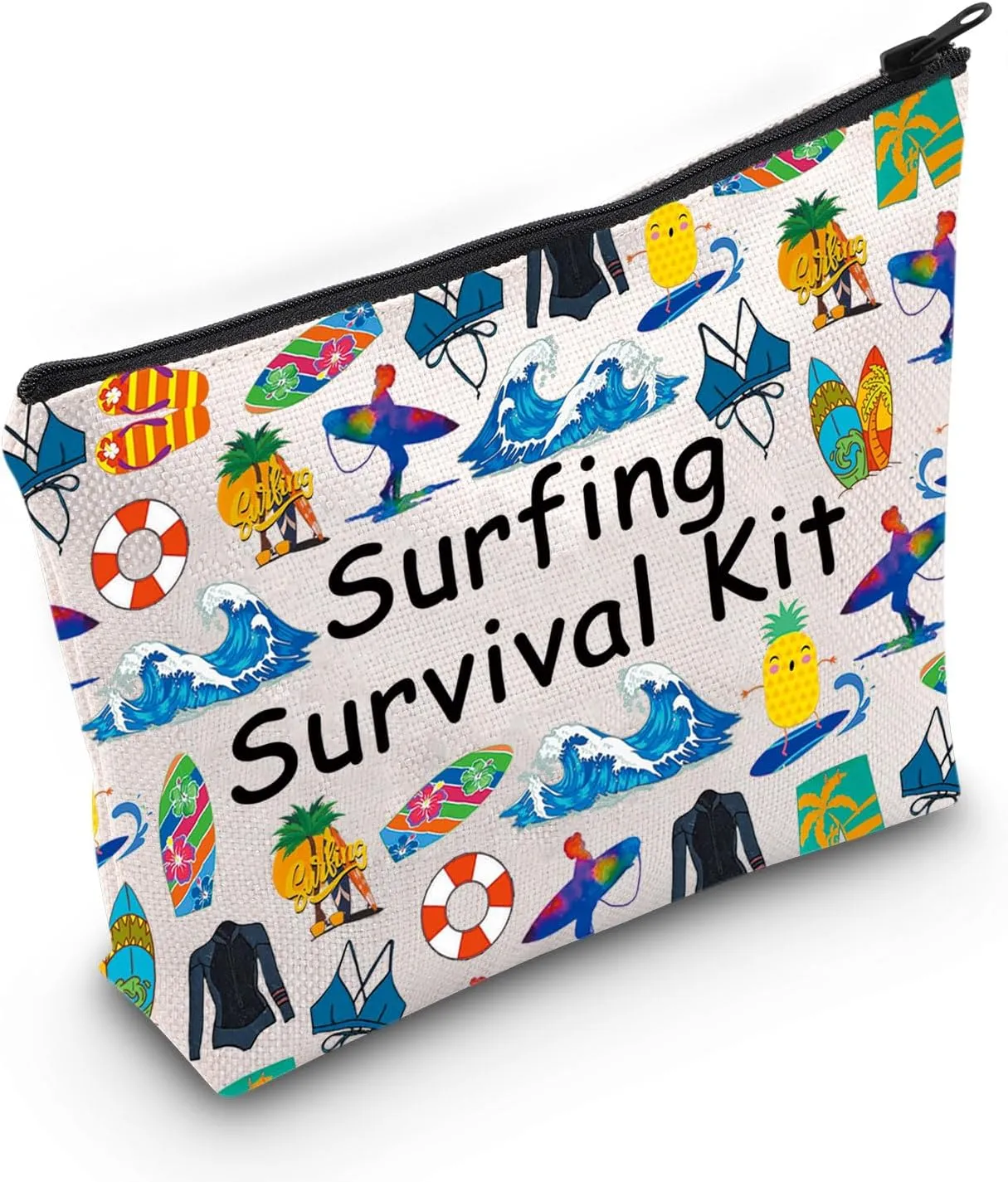 POFULL Surfboard Gift Water Sport Gift Surfer Gift Surfing Cosmetic Bag Surfing Survival Kit Themed Gift (Surfing Survival)