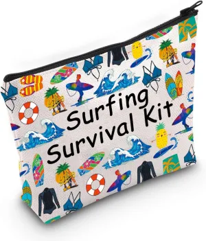 POFULL Surfboard Gift Water Sport Gift Surfer Gift Surfing Cosmetic Bag Surfing Survival Kit Themed Gift (Surfing Survival)