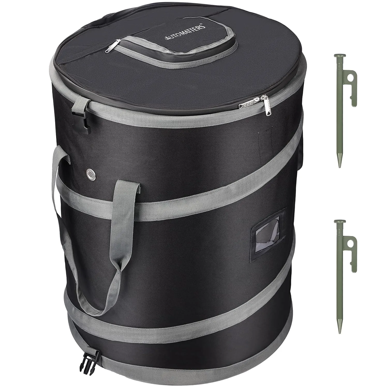 Pop-Up Trash Bin with Removable Divider, Heavy Duty Bottom, Collapsible Storage for Camping, Laundry, Storage and Garden, Waterproof and Tear Resistance Material with Air Vent