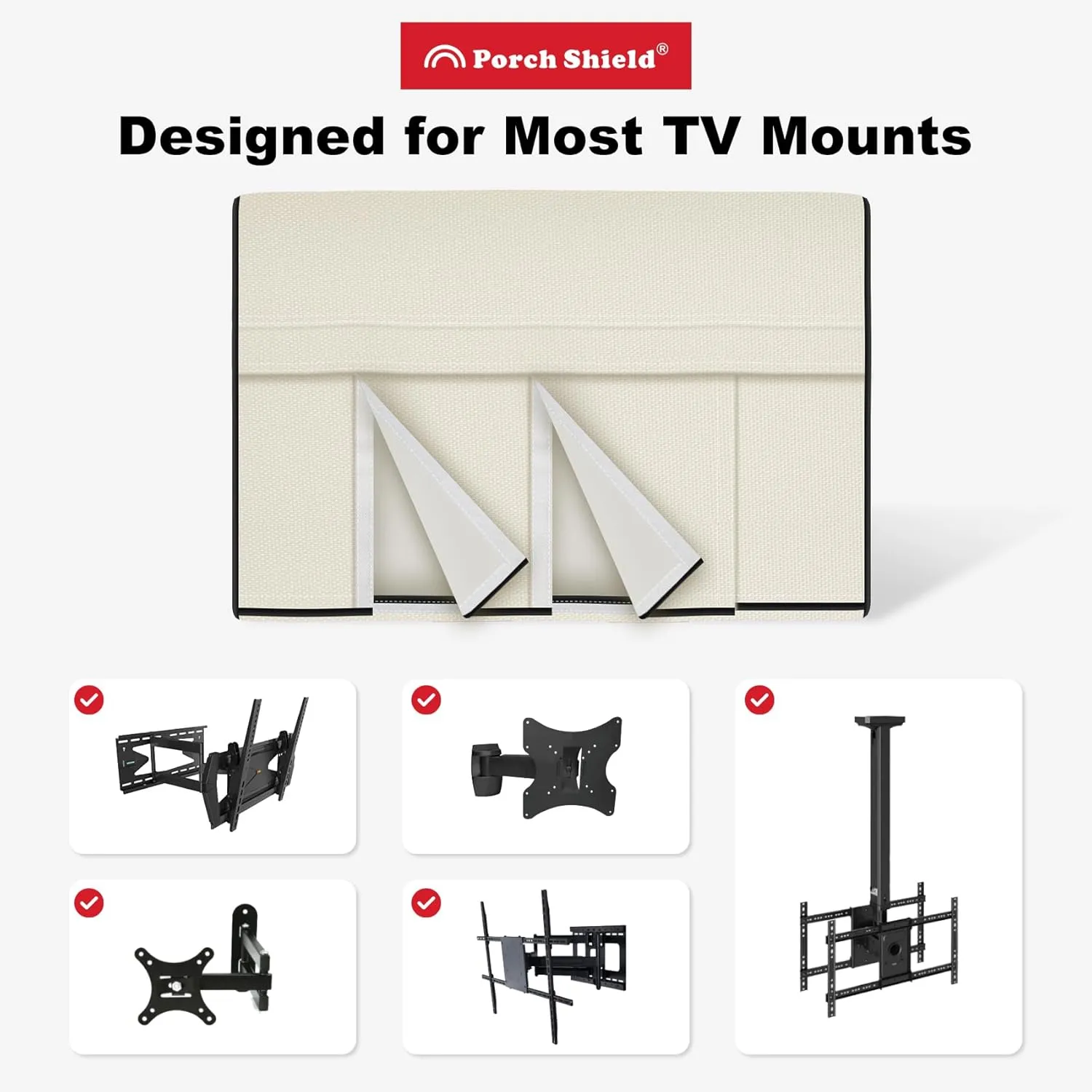 Porch Shield 56-60 inches Outdoor TV Cover Universal Weatherproof Protector for LCD LED Plasma Flat TV Screen Compatible with Wall Mounts and Stands Beige