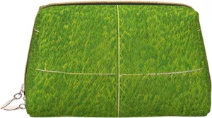 Portable Makeup Bag, Travel Organizer with Zipper, Large Cosmetic Bag, Green Grassland Print Toiletry Case