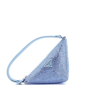 PRADA Triangle Top Handle Pouch Bag Crystal Embellished Satin Mini