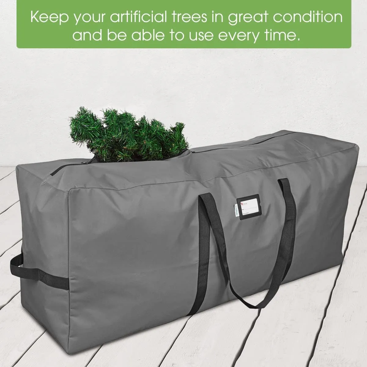 Primode Christmas Tree Storage Bag, Fits Up to 9 Ft. Tall Disassembled Tree, 25" Height X 20" Wide X 65" Long, Heavy Duty Storage Container, Constructed Of Durable 600D Oxford Material (Gray)