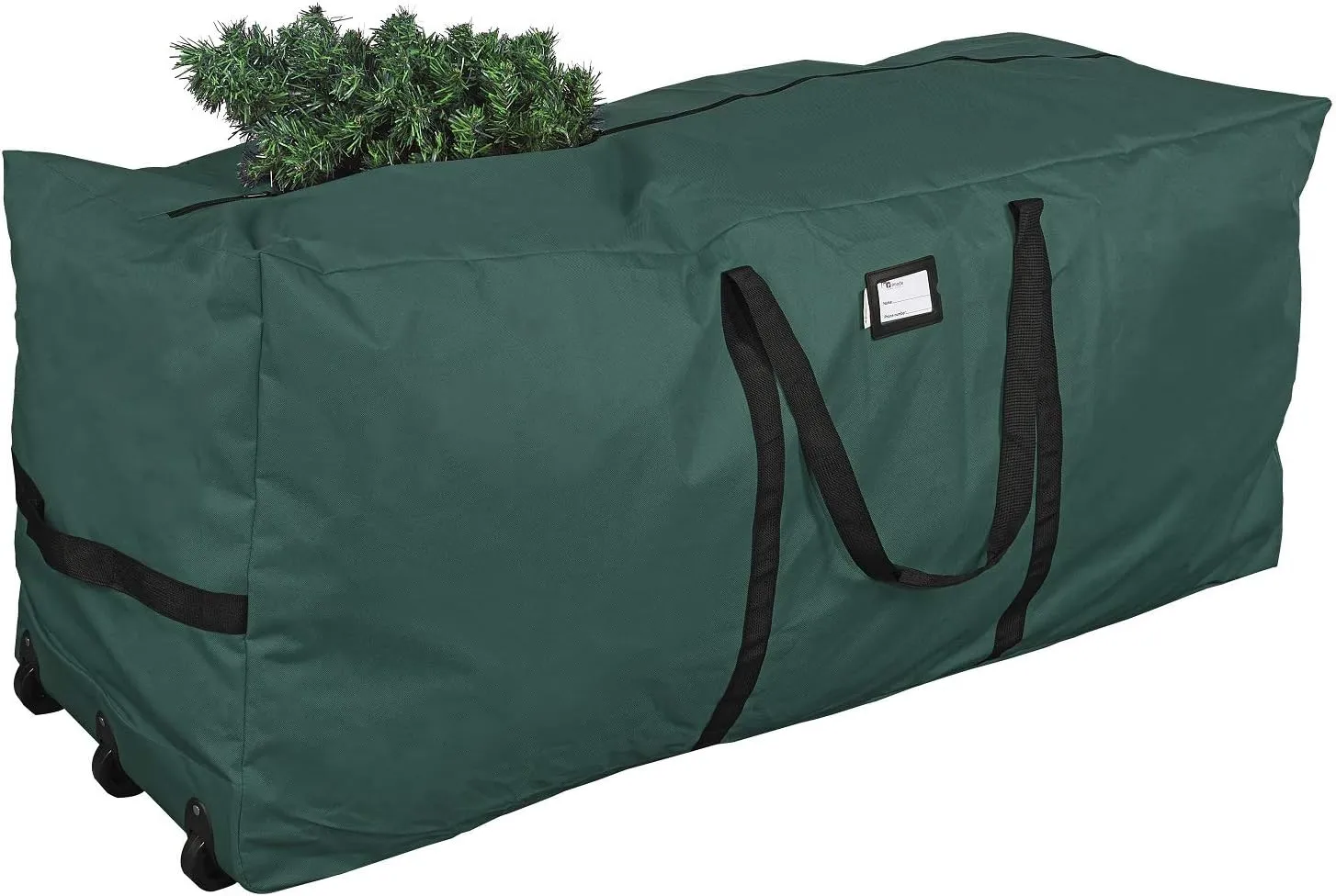 Primode Rolling Tree Storage Bag, Fits Up to 9 ft. Disassembled Holiday Tree, 28" Height X 16" Wide X 60" Long, Extra Large Heavy Duty Storage Container with Wheels and Handles (Green)