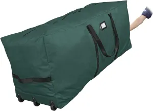 Primode Rolling Tree Storage Bag, Fits Up to 9 ft. Disassembled Holiday Tree, 28" Height X 16" Wide X 60" Long, Extra Large Heavy Duty Storage Container with Wheels and Handles (Green)