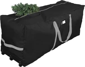 ProPik Christmas Rolling Tree Storage Bag, Fits Up to 9 ft. Tall Xmas Tree, 28" X 16" X 60", Extra Large Heavy Duty Holiday Storage Container, Wheels and Handles 600D Oxford (Black)