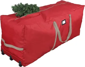 ProPik Rolling Christmas Tree Storage Bag, Fits Up to 9 ft. Xmas Tree, 28"x 16"x 60", Extra Large Heavy Duty Storage Container with Wheels and Handles, 600D Oxford (Red)