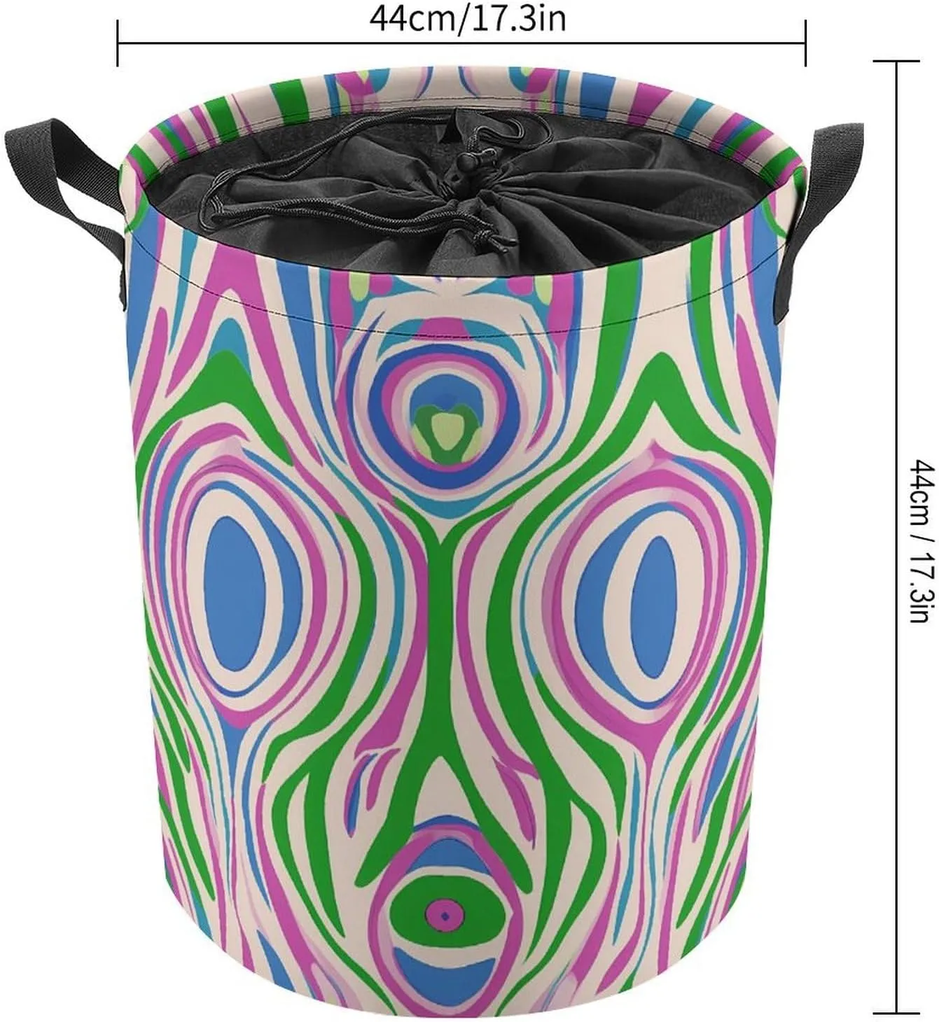 Psychedelic Abstract Expression Foldable Laundry Hamper Drawstring Dirty Clothes Bag Organizer Basket for Bedroom Bathroom Dorm 44x44cm